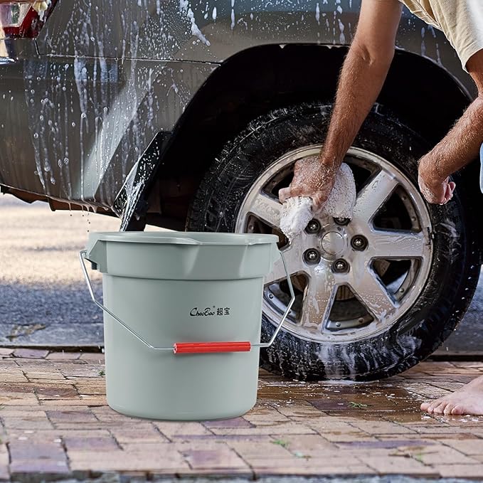 4 Packs Plastic Cleaning Bucket with Spout and Grip Handle, 14 Quart Round Utility Water Pail for Car Washing, Camping, Cleaning, Mopping, Paint