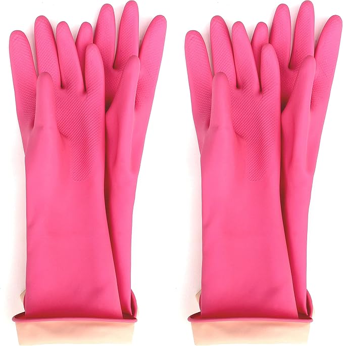 Myungjin (2 Pairs) Kids Reusable Multipurpose Waterproof Hand Protection Rubber Latex Gloves/Dishwashing, Cleaning, Painting