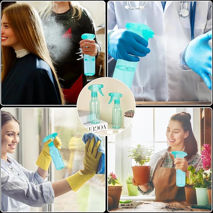 Cosywell Plastic Spray Bottles 8.8oz/260ml 2 Pack Refillable Container Empty Spray Bottle for Cleaning Mist/Stream Heavy Duty Water Spraying Bottle for Cooking Hair Care Essential Oils(Green)