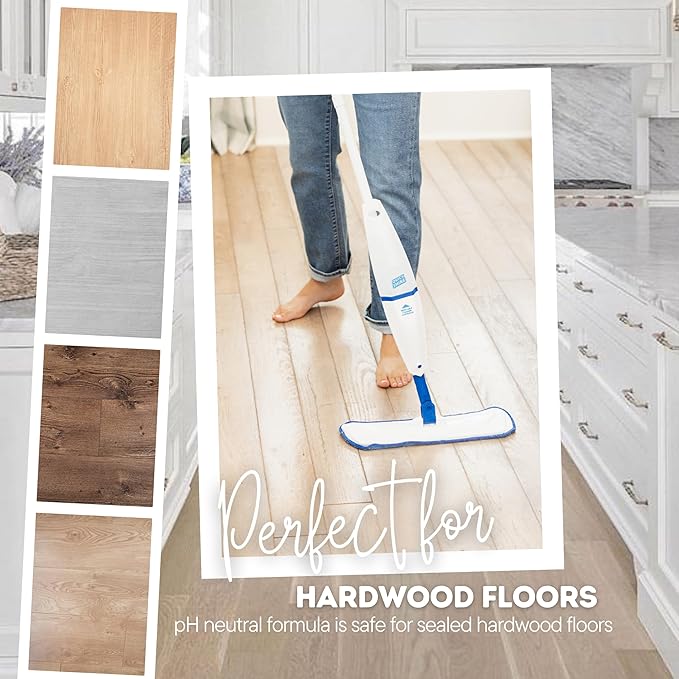 Quick Shine Hardwood Floor Cleaner 64oz, 4Pk| Use in Spray & Vac Mops| Removes Dirt & Scuff Marks| Ready-to-Use, Streak Free, No Rinse| Safer Choice Cleaner| Perfect for Gentle and Effective Cleaning