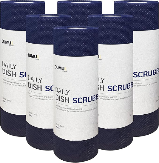 Daily Dish Scrubber Sheet Non-Scratch Household Disposable Cleaning Sponges | Recyclable, Eco-Friendly & Perfect for Kitchen, Home Cleaning and Outdoor Use (6, Navy)