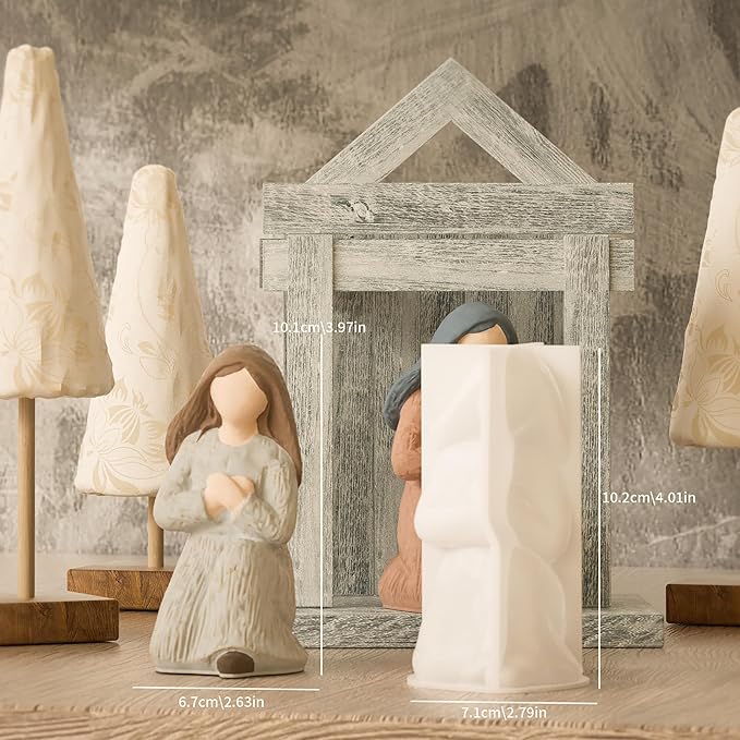 Angel Nativity Scene Molds - Jesus, Maria, Angel & Nativity Designs - Resin Casting & Silicone Molds for Candle Making & Home Decor Wave Candle Mold