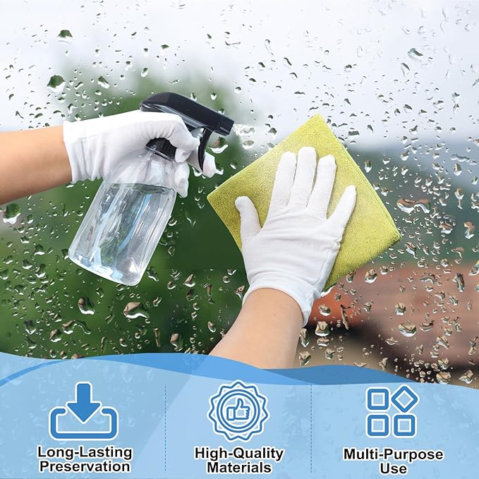 Bynccea Empty White Plastic Spray Bottles 13.5oz/400ml Adjustable Nozzle Mist/Stream Water Spray Bottle Heavy Duty Spraying Bottles Plant Mister Spray Bottle for Cleaning Solutions, Plants, Hair