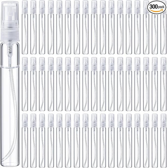 Tanlade 300 Pcs 10ml Mini Spray Bottles Clear Glass Perfume Atomizer Sprayer Bottles Portable Perfume Travel Refillable Bottle for Travel Pocket Dispenser Container