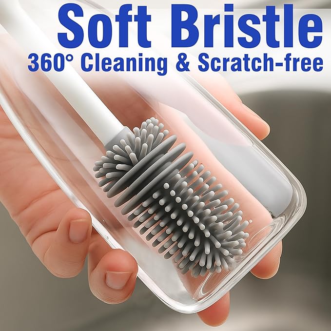 PHYEX 2 Packs Long Handle Bottle Brushes, Water Bottle Cleaner for Washing Narrow Neck/Mouth Bottle