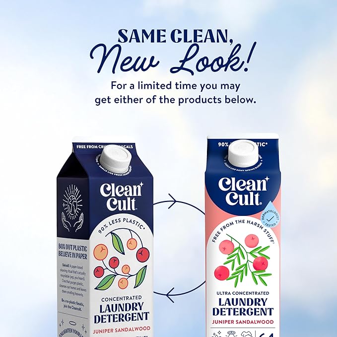 Ultra Concentrated Liquid Laundry Detergent Soap, 192 loads (96 oz), Long Lasting Scent, 90% Less Plastic, No Harsh Chemicals, Juniper Sandalwood, Defeats Stains & Odors, HE/Standard Compatible