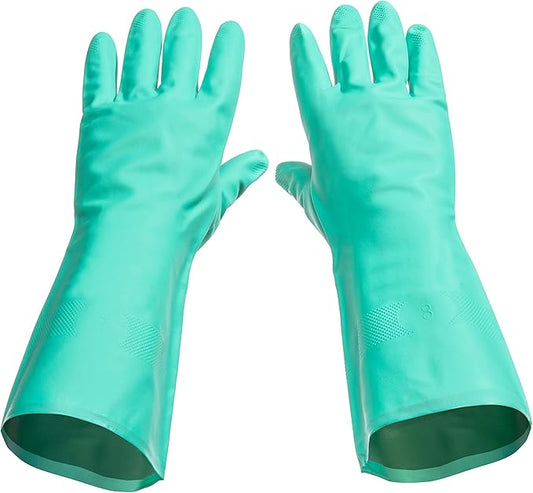Tusko Products Best Nitrile Rubber Cleaning, Household, Dishwashing Gloves, Latex Free, Vinyl Free, Reusable not Disposable, Small S, (1 Pair)