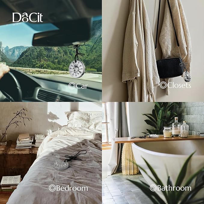 Car Air Freshener Hanging Essential Oil Diffuser with Bead Release Design, 40+ Days Long Lasting Scent for Men & Women, 7 Original + 14 Refills for Car/Home/Office, White Tea Fragrance