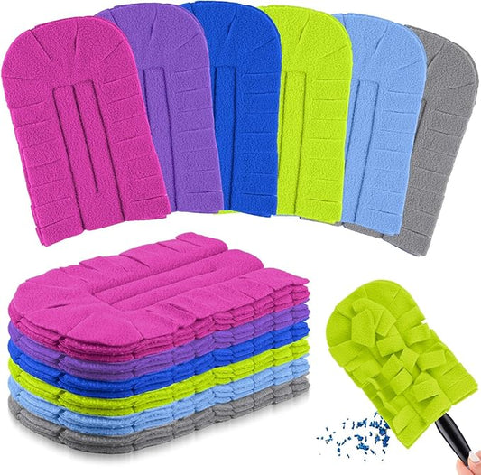 Zubebe 6 Pcs Duster Refill Reusable Fleece Duster Refills Feather Flat Dusters Multi Surface Washable Cleaning Pads Tools for Home, Blinds, Car, Pet, Furniture, Fans (Elegant Color)