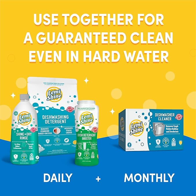 Lemi Shine Shine and Dry Natural Dishwasher Rinse Aid - Hard Water Stain Remover - 25.35 fl oz