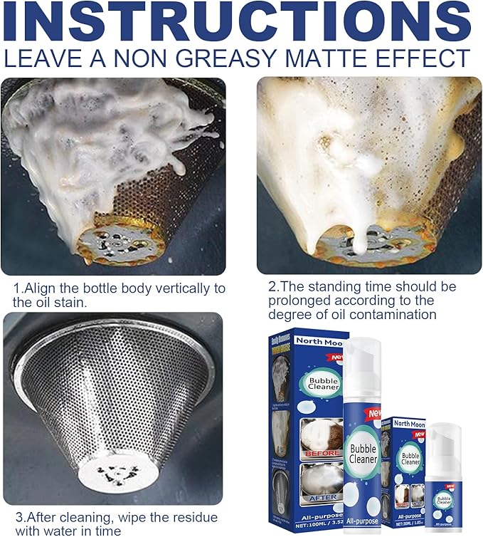 Bubble Cleaner, All Purpose Bubble Cleaner Kitchen Deep Cleaning Spray, All-purpose Rinse-free Cleaning Spray(3PC)