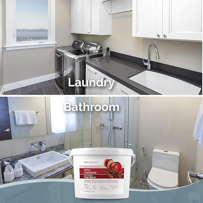 SMELLS BEGONE 1-Gallon Odor Absorber Gel - Air Freshener & Odor Eliminator for Homes, Garages & Commercial Buildings - Industrial Size - Apple Cinnamon Scent