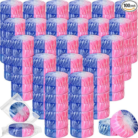 Qualirey 100 Pack Automatic Toilet Cleaner Tablets Toilet Bowl Long Lasting Bathroom Tank Tablets (Pink and Blue)