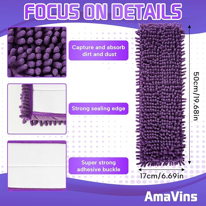 2 Pack Pet System Microfiber Sweeping Pad for Bona Mops, Reusable Pet Replacement Mop Pad for Multi-Surface Floors, 18 Inch Washable Cleaning & Dusting Pads, Attracts & Picks Up Pet Hair