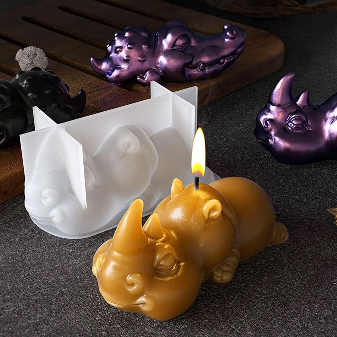 2Pcs Resin Molds Animal Silicone Molds for Resin Casting Crocodile Rhino Gypsum Concrete Molds