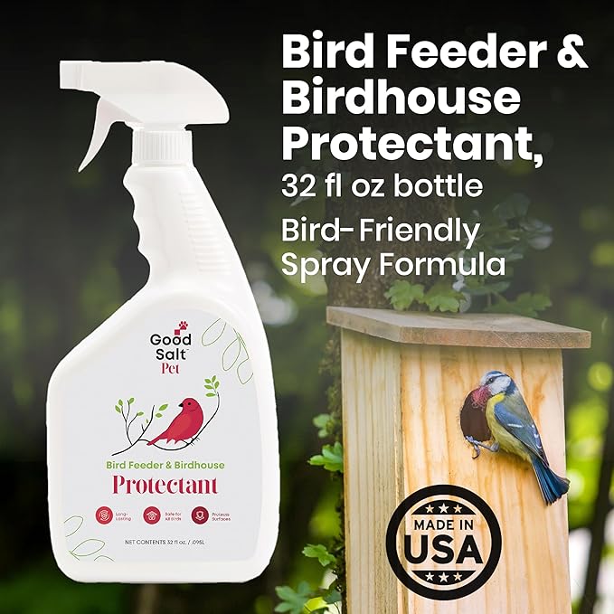 Clean Republic Good Salt Pet Bird Feeder & Bird House Protectant, Natural Bird-Friendly Spray Formula, Made in the USA, 32 Ounce Bottle