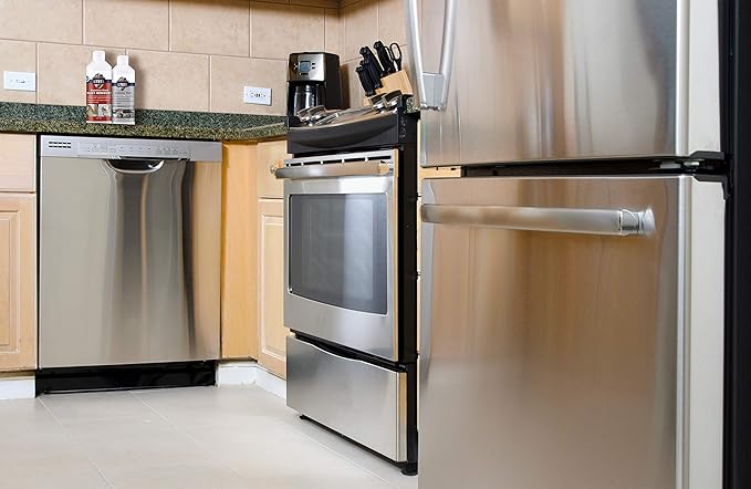 CLEAN MY STEEL Stainless Steel Rust Stain Remover & Cleaner Kit, NSF Safe for Food Areas. Includes Cleaner for Commercial Equipment, Appliances, Gloves & Sponge (8.5 oz)