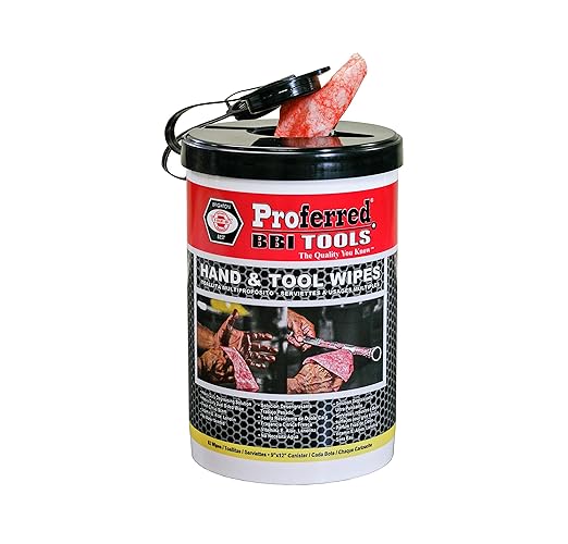 Proferred - T99001 PROFERRED Hand and Tool Wipes, Heavy Duty Tool Cleaning Wipes, Hand Cleaning Wipes, Degreasing, Waterless Hand Cleaner, Dual Surface, Work Surface Wipes,82 Count (Pack of 1)