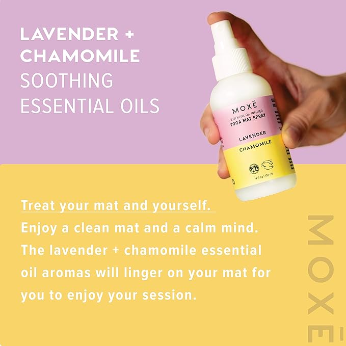 MOXE Yoga Mat Cleaner, 4 Ounces (Lavender Chamomile & Rosemary Lemon, 1 Each)