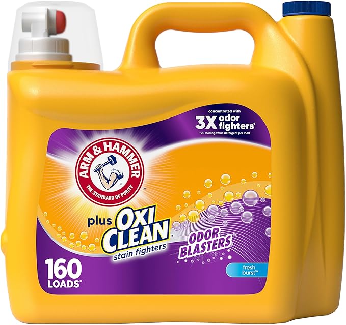 Arm & Hammer Plus OxiClean Odor Blasters Fresh Burst, 160 Loads Liquid Laundry Detergent, 208 Fl oz