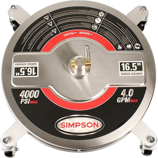 Simpson Cleaning Universal 16.5" Pressure Washer Surface Cleaner, Stainless Steel, for Gas and Electric, Cold Water, 1/4" Quick Connection, Max of 4000 PSI, 80625