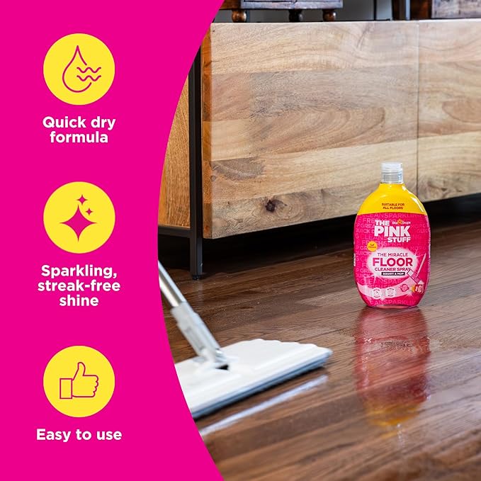 Stardrops The Pink Stuff The Miracle Floor Cleaner Spray – Squirt & Mop Formula for Sparkling Clean Floors – Fast Drying, Streak-Free Finish, Fresh Fragrance, 25.3 fl oz