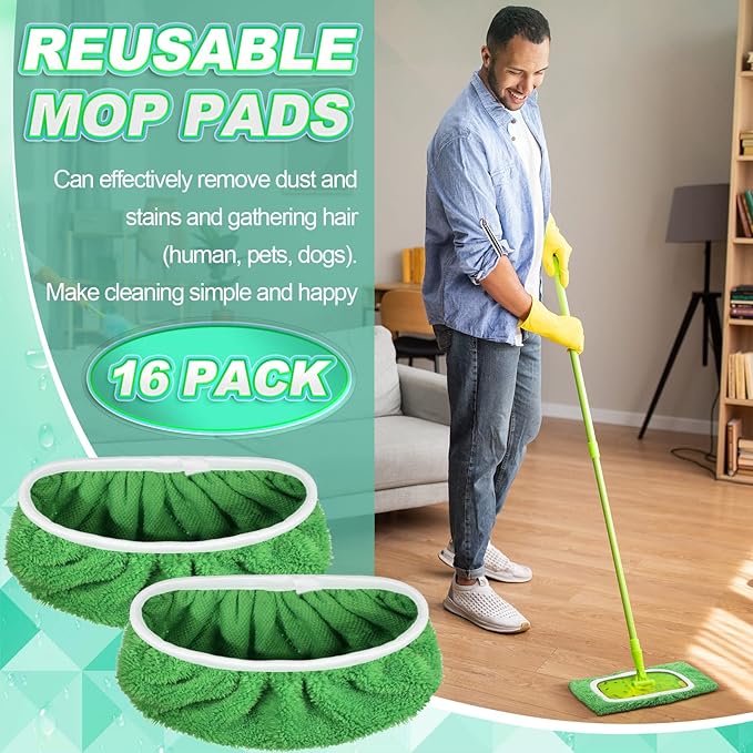 Nuogo 48 Pack Reusable Wet Mop Pads Refills Compatible with Swiffer Sweeper Mops Household Cleaning Tools Washable Mop Pads for Wet & Dry Use
