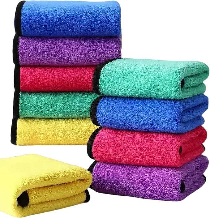 10 Pack Premium Microfiber Towels Coral velvet Washing and Detailing Towels for Car Detailing & Household Cleaning – Ultra-Soft Super Absorbent, Lint & Streak-Free 11.8"x15.7”Dual-Sided Cleaning Cloth