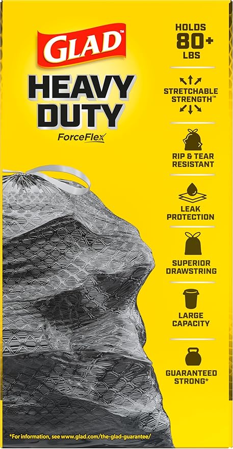 Glad Trash Bags, ForceFlexPlus Drawstring Large Garbage Bags - 30 Gallon, 50 Ct (Package May Vary) (Pack of 2)