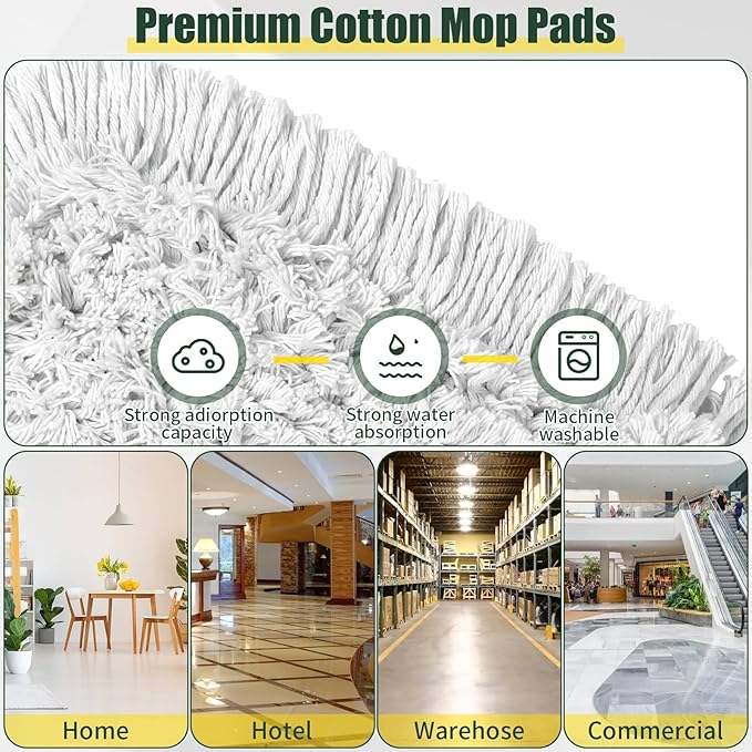 24" Commercial Dust Mop Replacement Padsfor Cleaning Office Garage Hardwood Warehouse, 2 Pack ,Green