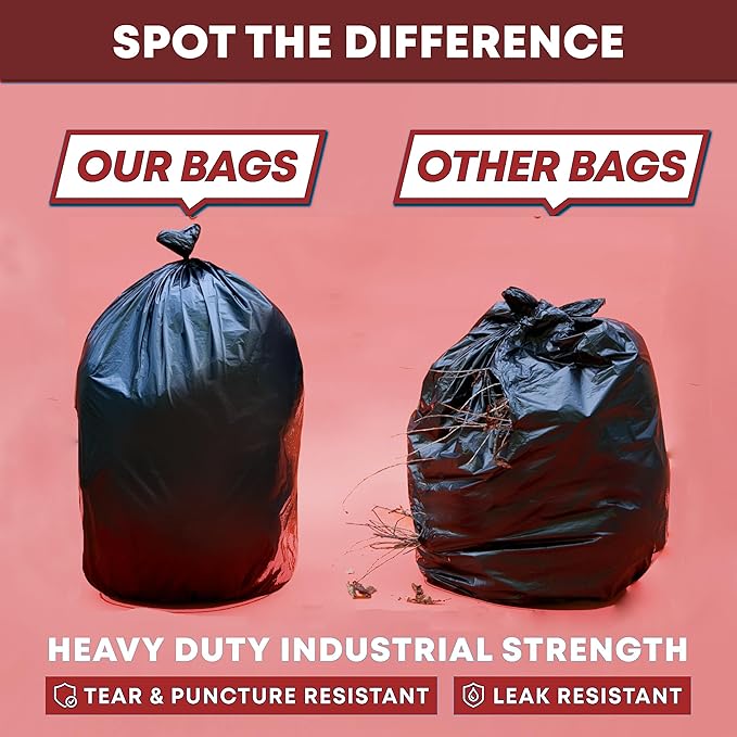 Black 13 Gallon Trash Bags – Bulk 1020 Count – Tall Kitchen Garbage Bags – 13 Gal Unscented Plastic Can Liners for Bathroom, Office, Janitorial, Commercial, Industrial, Municipal – Drawstring-Free