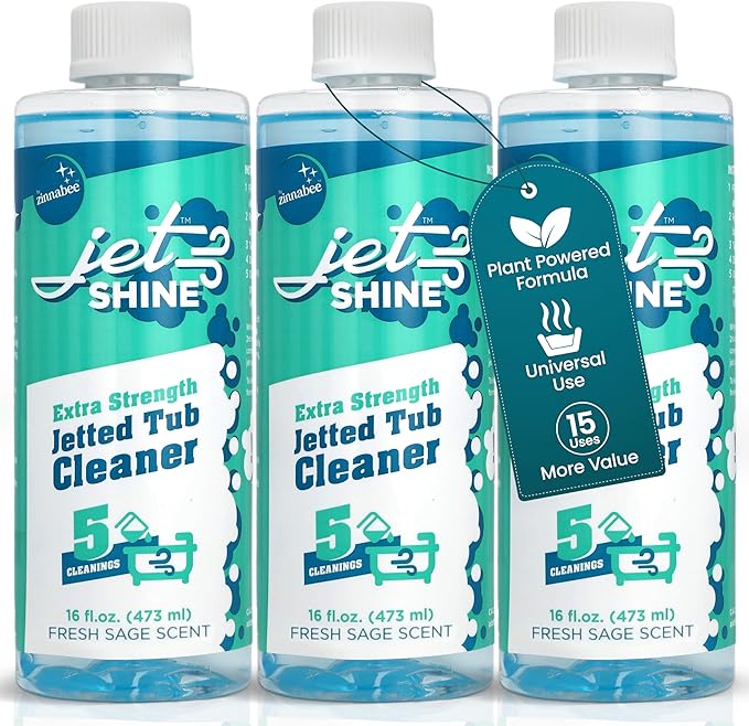 Jetted Tub Cleaner for Jacuzzi, Bathtubs, Whirlpools - Pack of 3, 16oz Sage Scented Jacuzzi Tub Cleaner to Help Clean Dirt and Soap Buildup, 5 Cleanings per Bottle