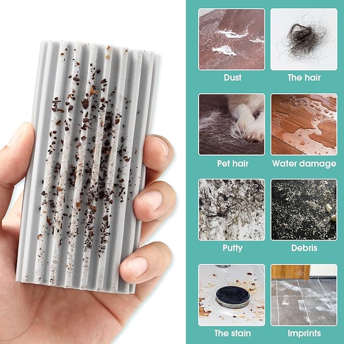 Damp Dusting Sponge Duster, 2 Pack Grey Dust Cleaning Sponge, Reusable Household Cleaning Sponge Tool for Blinds, floorboards, Fan Blades, Vents, Glass, Railings, Mirrors