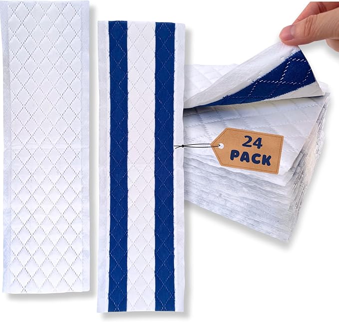 18 Inch Microfiber Disposable Mop Pad 24 Pack for All 16-18'' Hook & Loop System Mop, Wet Dry Cleaning Pad Compatible with Bona,Rubbermaid,Turbo,Norwex (18 in, 24 Pack)