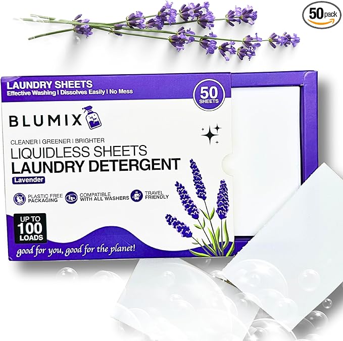 Laundry Detergent Sheets – 100 Loads | Lavender Scent | Eco-Friendly, Plastic-Free, Plant-Based Detergent for Sensitive Skin | Travel Friendly, Works in Cold Water & HE Machines