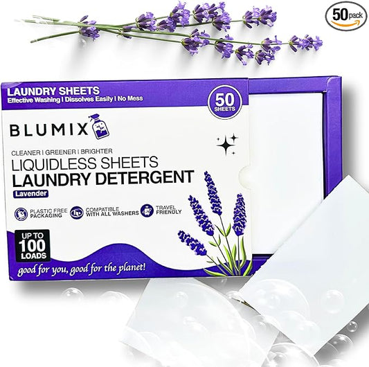 Laundry Detergent Sheets – 100 Loads | Lavender Scent | Eco-Friendly, Plastic-Free, Plant-Based Detergent for Sensitive Skin | Travel Friendly, Works in Cold Water & HE Machines