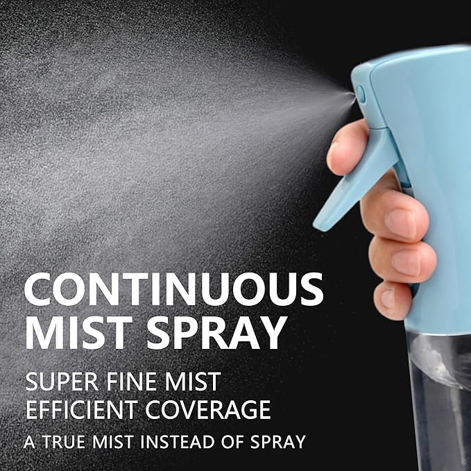 Spray Bottle for Hair Continuous Ultra Fine Mist (300ml) 360° Multi Spray Bottle for Plants, Cleaning, Skin Care Leakproof & Durable 2 Pack