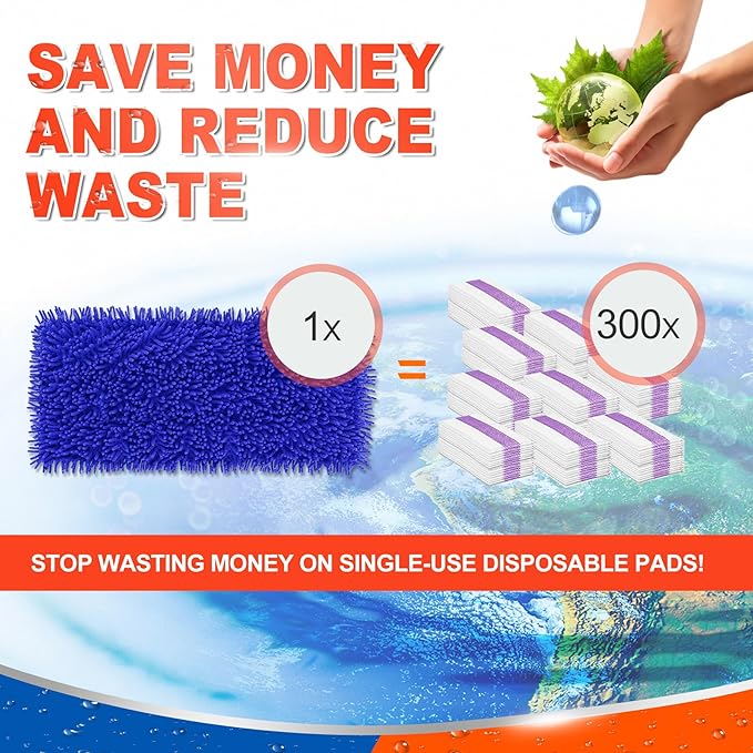 Reusable Mop Pad Wet Jet Refills Compatible with Swiffer WetJet Mop, 4 Pack Wet Jet Pads, Microfiber Mop Pad Refills for Floor Mopping and Cleaning, Wet & Dry Use for Swiffer Wet Jet Pads, Blue