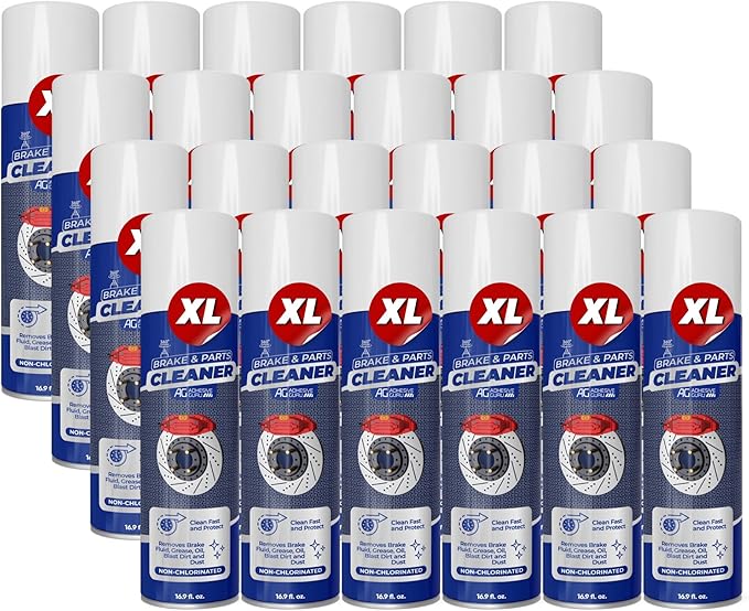 Adhesive Guru Non-Chlorinated Brake Cleaner – (24x16.9 fl oz) – Brake Parts Cleaner & Degreaser for Disc, Pads, Calipers, Springs, Rotors, Clutch & Chain – Fast-Drying, Residue-Free