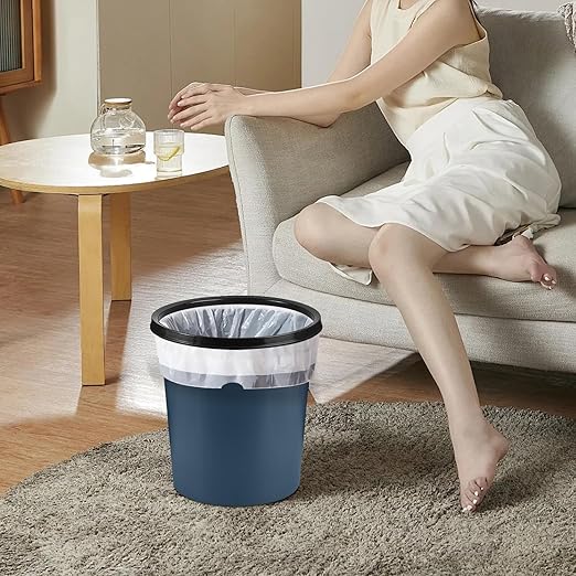 Plastic Small Trash Can Wastebasket - Garbage Can Basket for Bathrooms - Laundry Room, Kitchens, Offices, Kids Rooms, Dorms - Blue