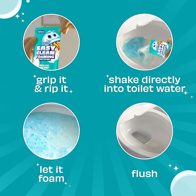 Scrubbing Bubbles Easy Clean Foaming Toilet Bowl Cleaner, Easy Toilet Drop In Powder Pouches, 100g (5 Pouches) (Pack of 2)