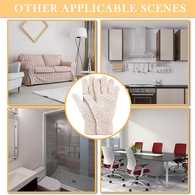 Patelai 3 Pairs Microfiber Plant Dusting Gloves Leaf Cleaning Gloves for Indoor Plants, Blinds, Furniture, House(Large,Pink, Nude, White)