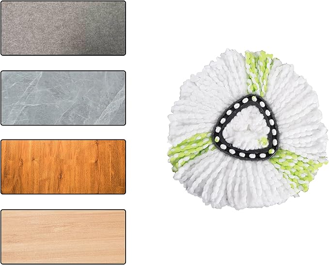 Matthew Cleaning 6Pack Green Microfiber Spin Mop Replacement Head Compatible with EasyWring Spin Mop Replace Head-EasyWring High Absorbency,Machine Washable,Microfiber Spin Mop Refills