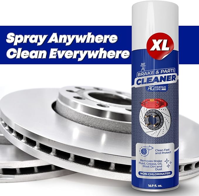 Adhesive Guru Non-Chlorinated Brake Cleaner – (12 x16.9 fl oz) – Brake Parts Cleaner & Degreaser for Disc, Pads, Calipers, Springs, Rotors, Clutch & Chain – Fast-Drying, Residue-Free