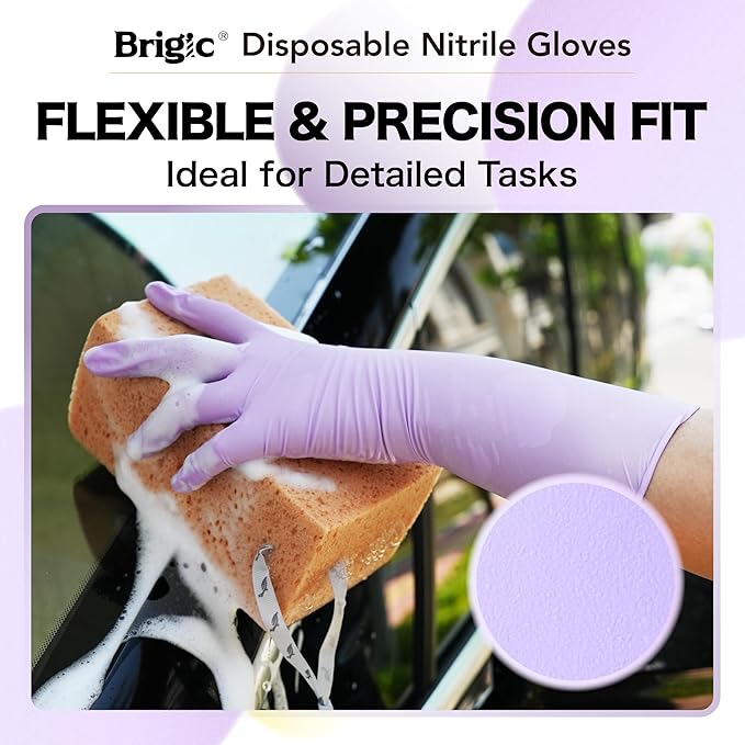 12-Inch Extended Disposable Nitrile Gloves, Latex-Free Powder-Free, Full Palm Textured Grip, Multipurpose Home