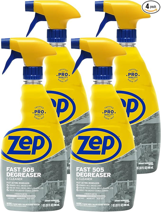 Zep Fast 505 Cleaner and Degreaser - 32 oz (Case of 4) - ZU50532 - Great for Grills, Plastics, Metal, and More
