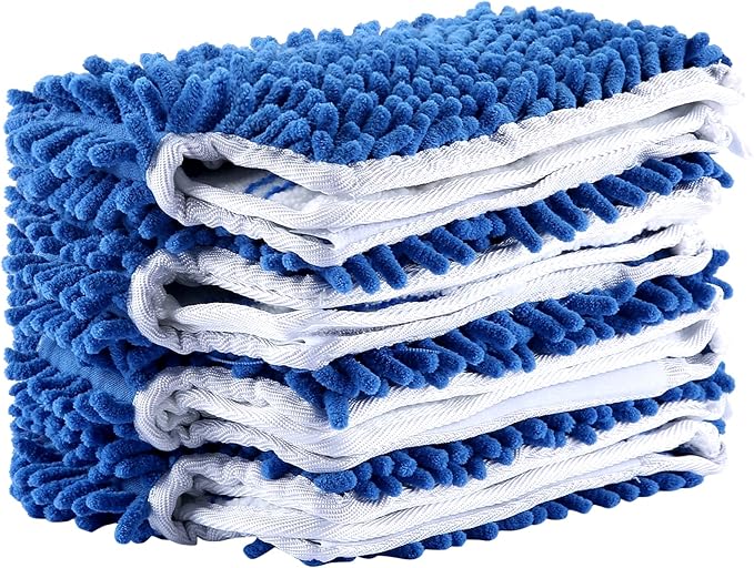 Mop Refills Compatible with O-Cedar Dual-Action Flip Mop,Microfiber & Chenille Double-Sided Mop Head,Resuable Replacement Mop Heads for All Surface Cleaning,Pack of 4