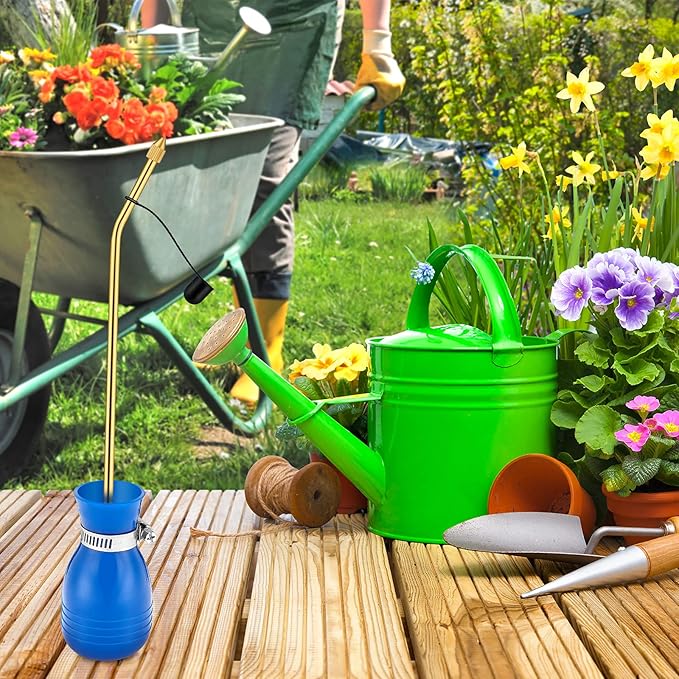 Boao Diatomaceous Earth Powder Duster Bulb Duster Sprayer 3.5 oz with Long Copper Garden Powder Applicator Dispenser for Organic Gardening Agricultural Supplies(Blue)