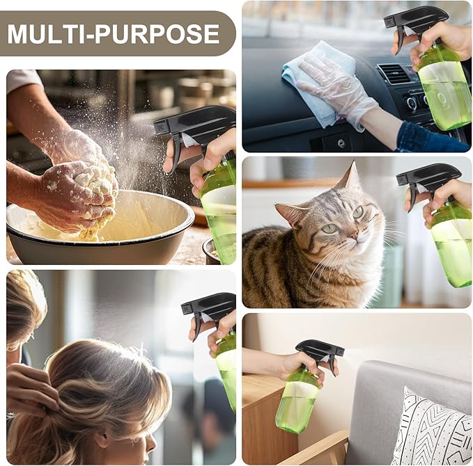 Bynccea Plastic Spray Bottles 2 Packs - 10 oz/300 ml Empty Small Water Spray Bottles - BPA Free Plastic Refillable Containers for Hair, Gardening, Plants