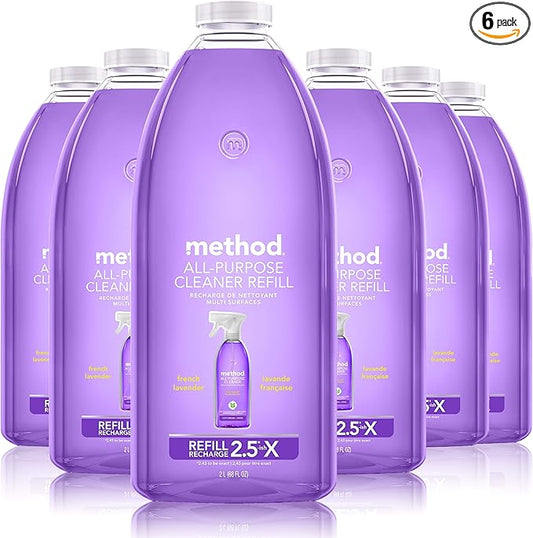 Method All-Purpose Cleaner Refill, French Lavender, Plant-Based and Biodegradable Formula Perfect for Most Counters, Tiles, Stone, and More, 68 Fl Oz bottles, (Pack of 6)